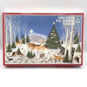 Vintage 1991 FX Schmid Woodland Christmas 1000 Piece Puzzle New Sealed